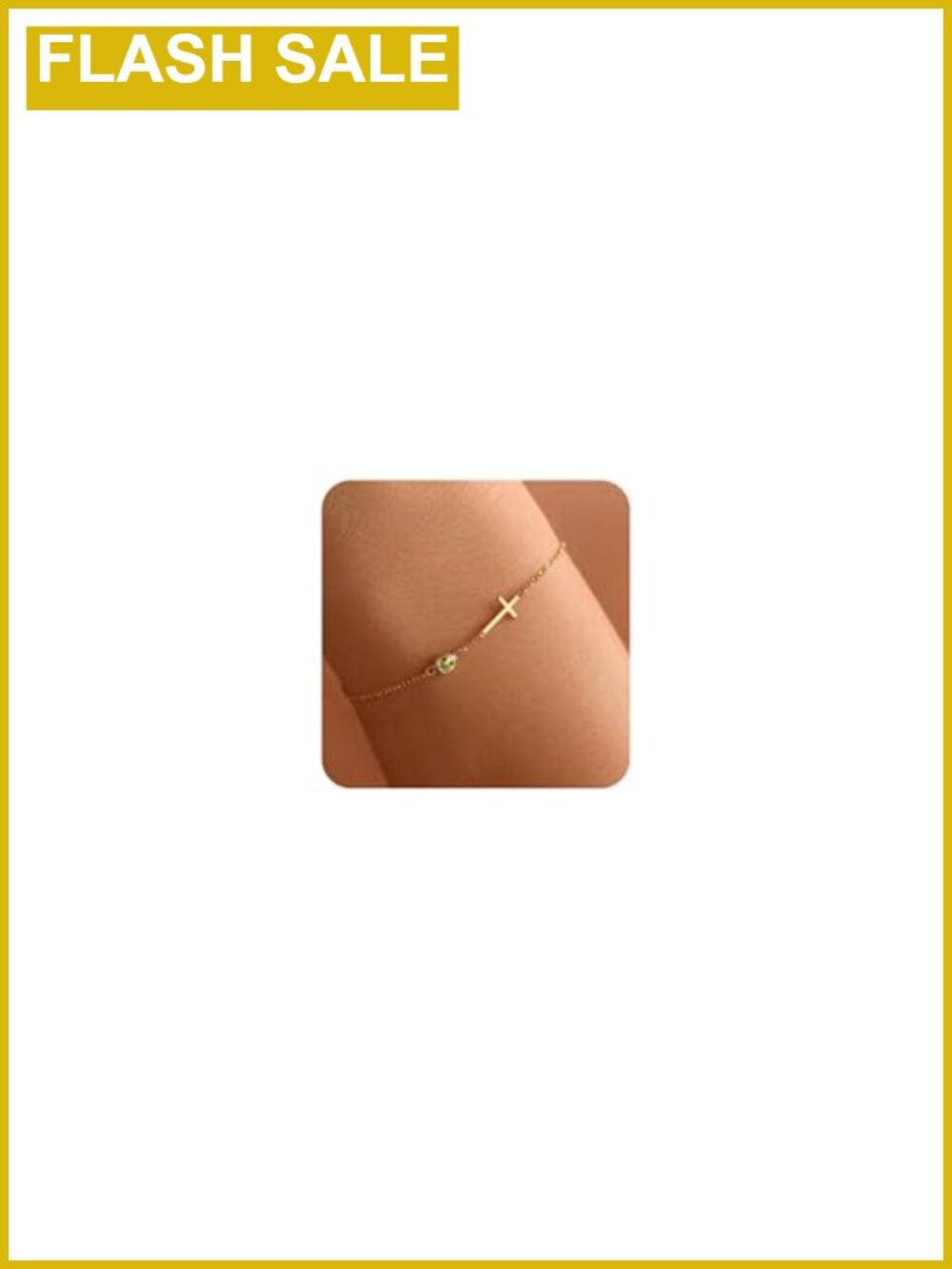 14K Gold Plated Cross Birthstone Bracelet Adjustable Charm Women's Jewelry